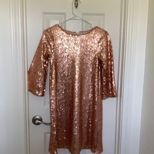 Rose gold sequin gap dress girls size XL